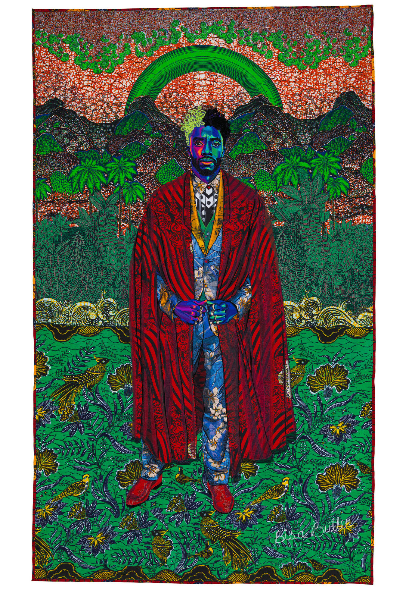 Bisa Butler, Forever, 2020, cotton, silk, wool, and velvet quilted and appliquéd, 86 × 42 in., Los Angeles County Museum of Art, gift of D'Rita and Robbie Robinson, © Bisa Butler, photo © Museum Associates/LACMA